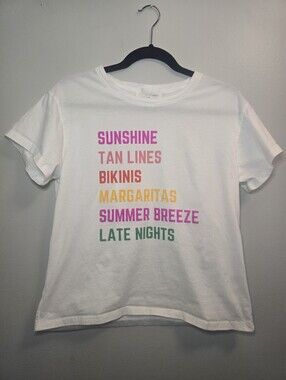 Panache Apparel White T-Shirt Summer Beach Sunshine Size Medium Cotton